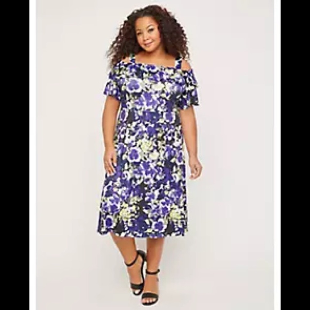 Catherines Fit & Flare Cold Shoulder Dress